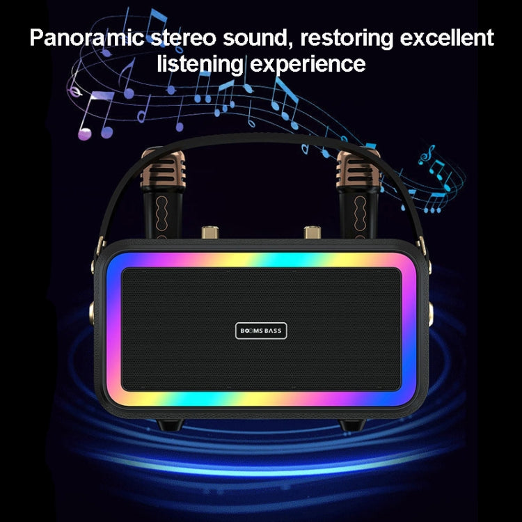M3201 Portable Colorful Bluetooth Speaker Home Retro Karaoke Dual-Mic Speaker