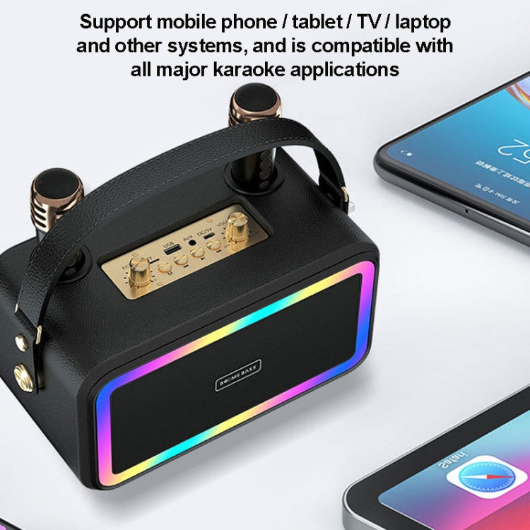 M3201 Portable Colorful Bluetooth Speaker Home Retro Karaoke Dual-Mic Speaker