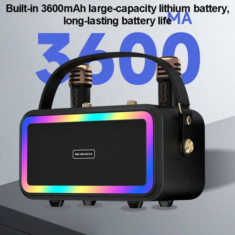 M3201 Portable Colorful Bluetooth Speaker Home Retro Karaoke Dual-Mic Speaker