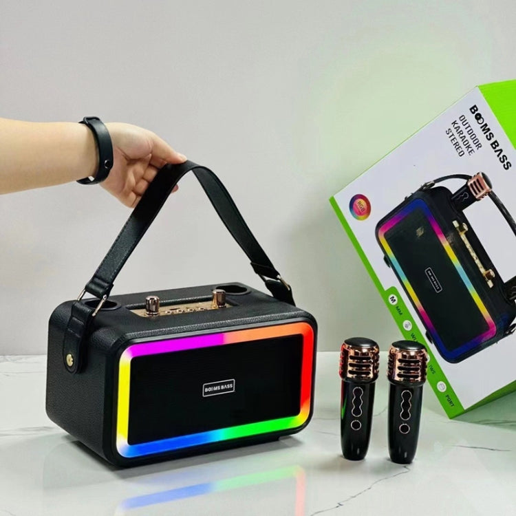 M3201 Portable Colorful Bluetooth Speaker Home Retro Karaoke Dual-Mic Speaker
