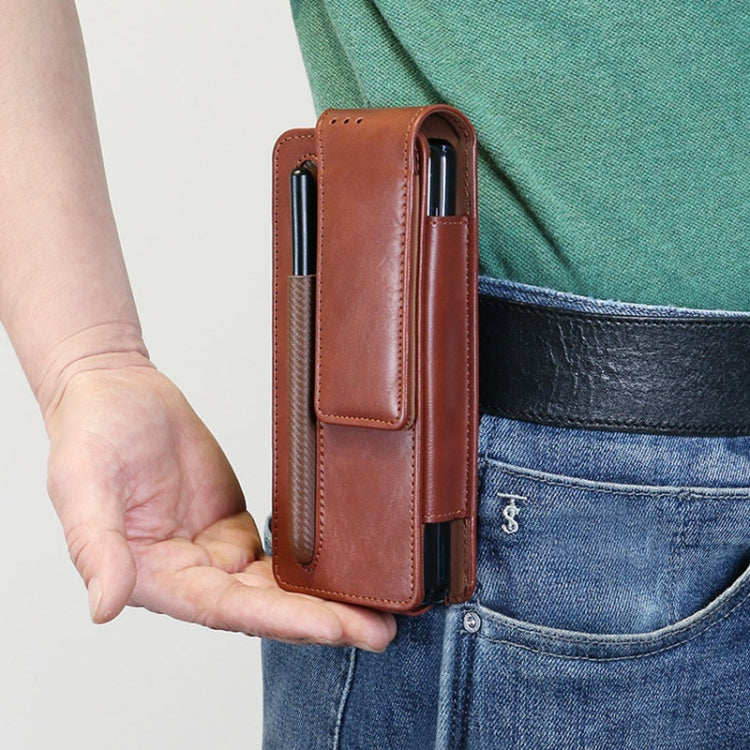 For Samsung Galaxy Z Fold5/Fold4/Fold3 Business Back Clip Leather Phone Bag, Without Pen