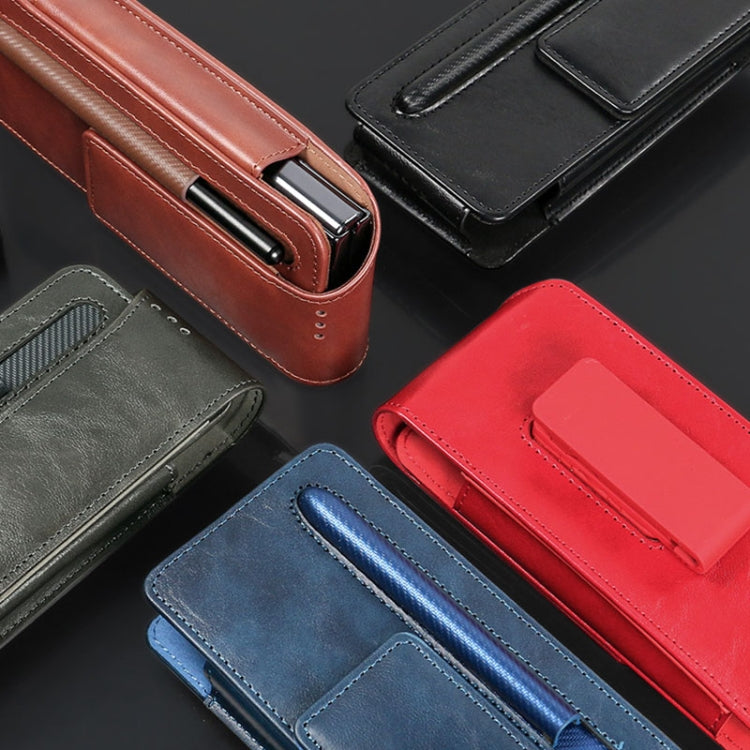 For Samsung Galaxy Z Fold5/Fold4/Fold3 Business Back Clip Leather Phone Bag, Without Pen