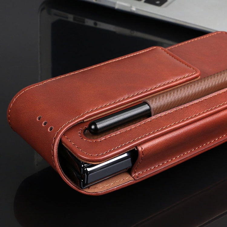 For Samsung Galaxy Z Fold5/Fold4/Fold3 Business Back Clip Leather Phone Bag, Without Pen