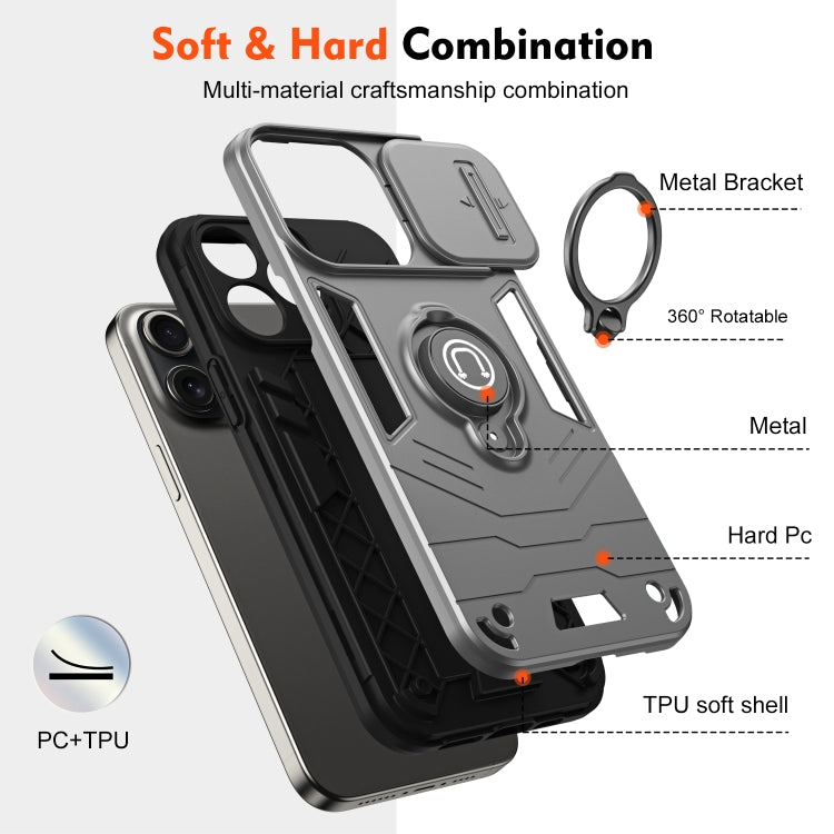 For iPhone 15 Pro Max Camshield Ring Holder Phone Case