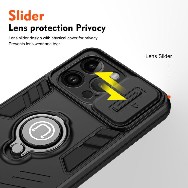 For iPhone 14 Pro Camshield Ring Holder Phone Case