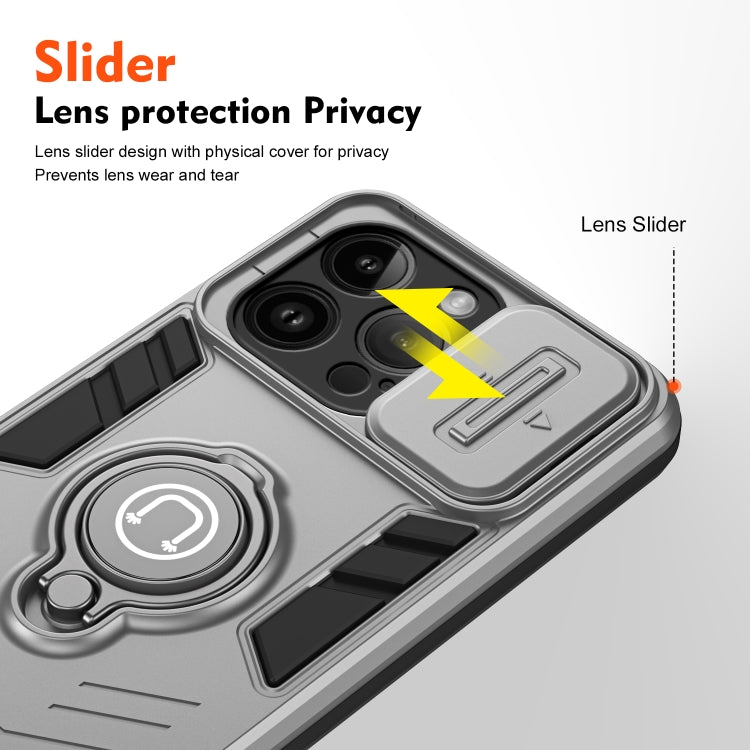 For iPhone 14 Pro Camshield Ring Holder Phone Case