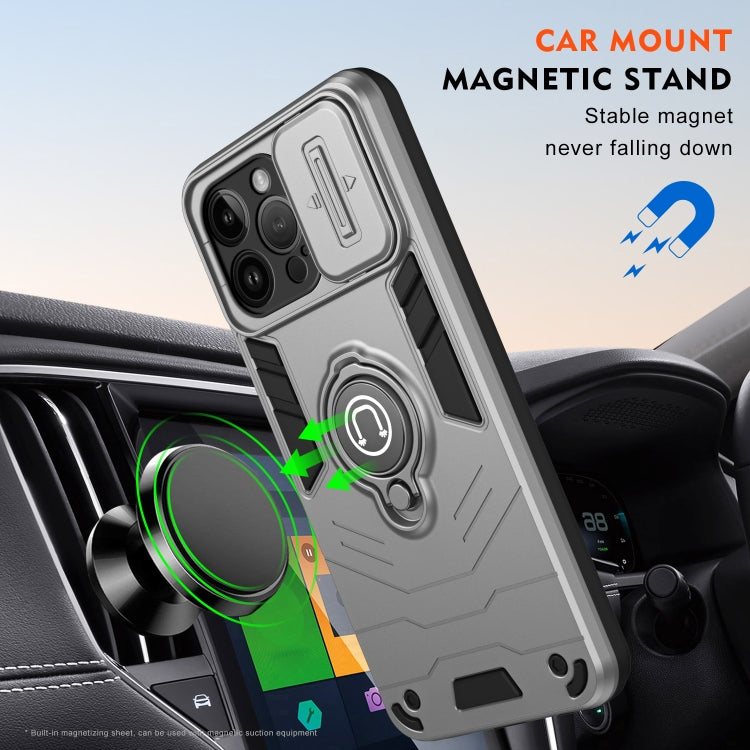 For iPhone 14 Pro Camshield Ring Holder Phone Case
