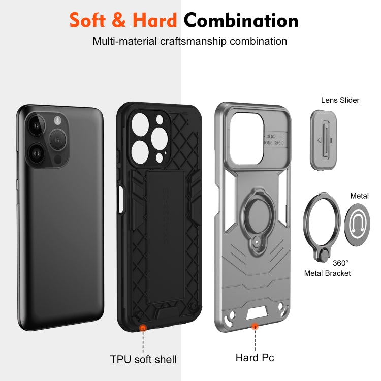For iPhone 14 Pro Camshield Ring Holder Phone Case
