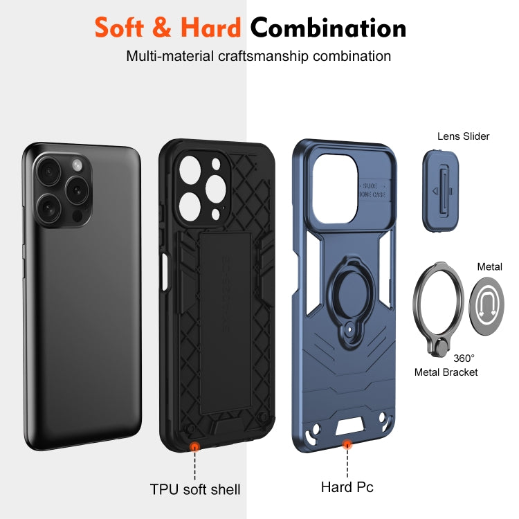 For iPhone 15 Pro Camshield Ring Holder Phone Case