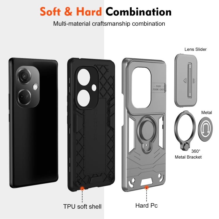 For OPPO K11 5G / OnePlus Nord CE 3 5G Camshield Ring Holder Phone Case