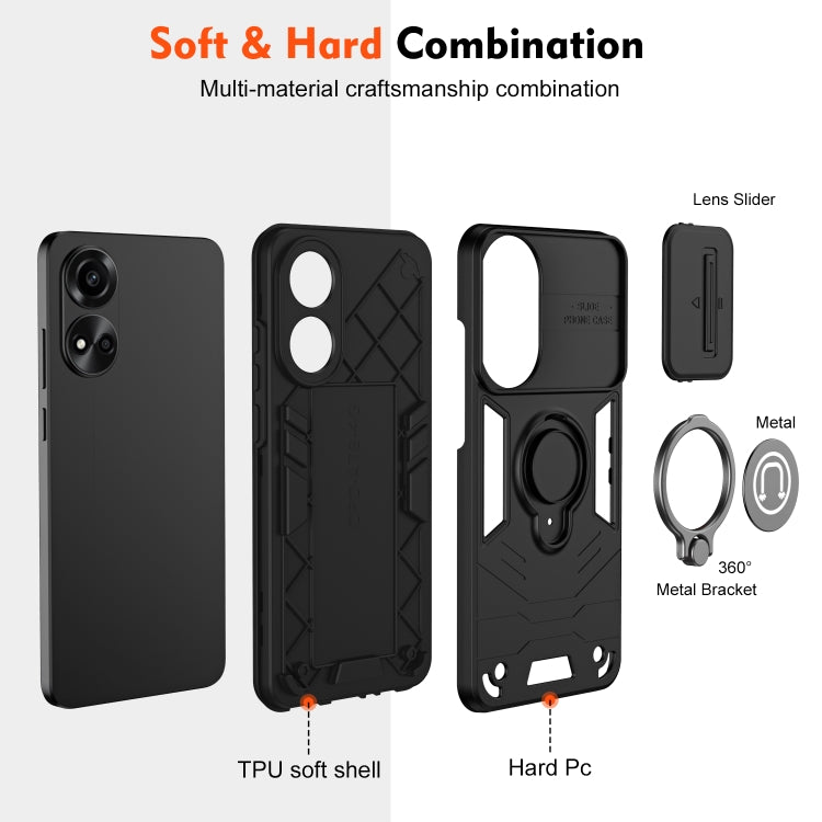 For OPPO A78 5G / A58 5G Camshield Ring Holder Phone Case