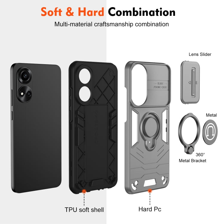 For OPPO A78 5G / A58 5G Camshield Ring Holder Phone Case