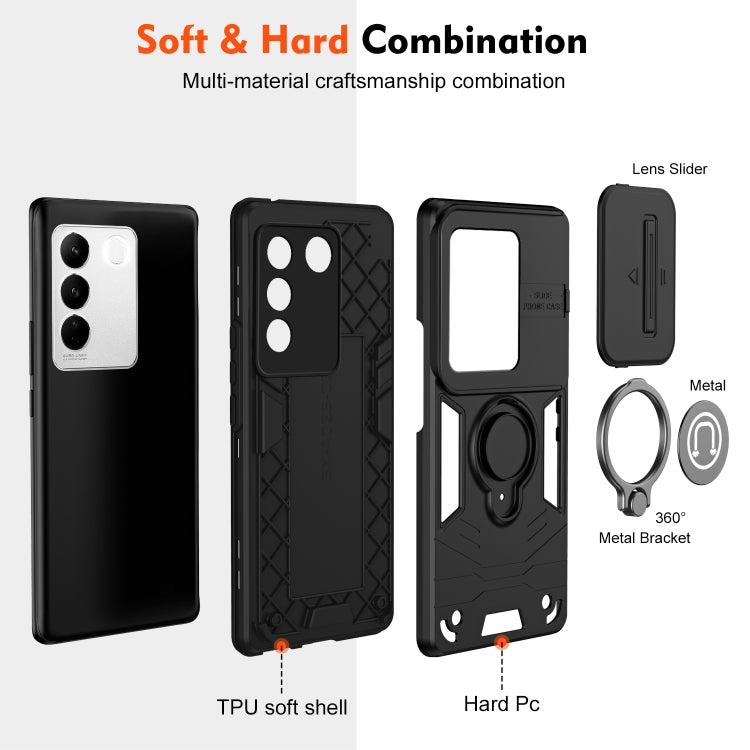 For vivo V27 / V27 Pro Camshield Ring Holder Phone Case