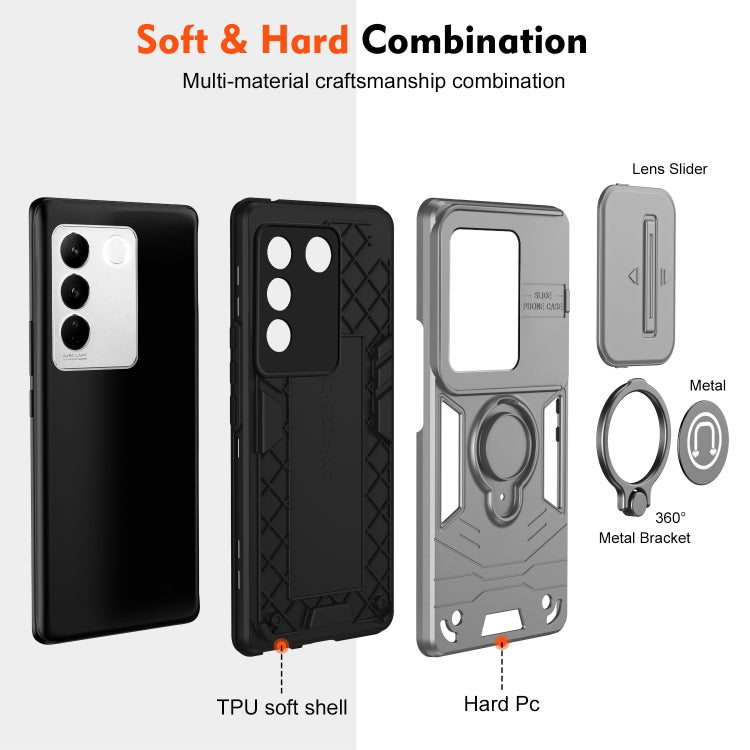 For vivo V27 / V27 Pro Camshield Ring Holder Phone Case