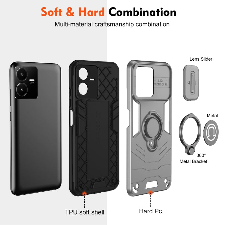 For vivo Y22 / Y22s / Y35 Camshield Ring Holder Phone Case