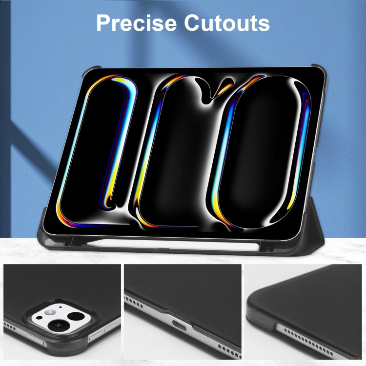 For iPad Pro 13 2025 / 2024 3-fold Semi-transparent Frosted Smart Leather Tablet Case
