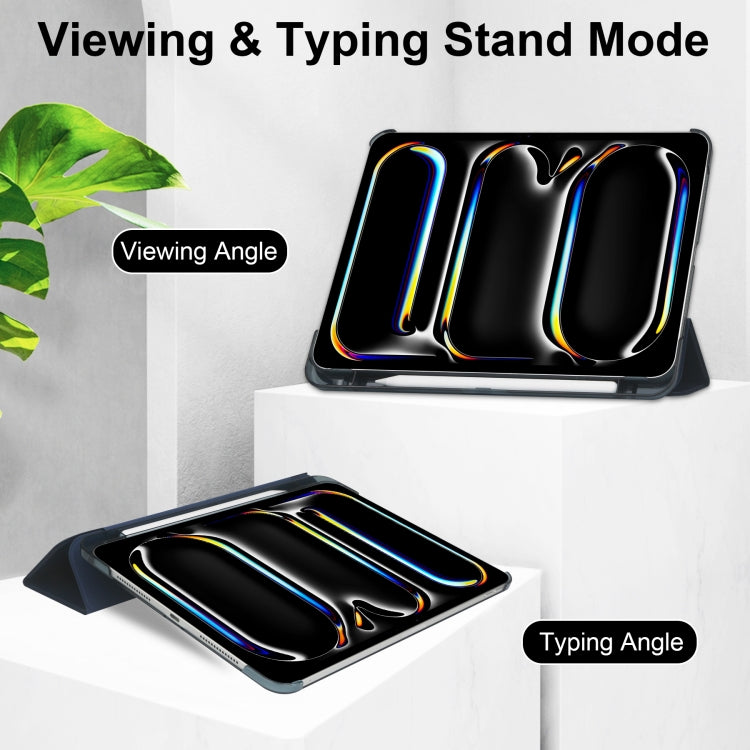 For iPad Pro 13 2025 / 2024 3-fold Semi-transparent Frosted Smart Leather Tablet Case