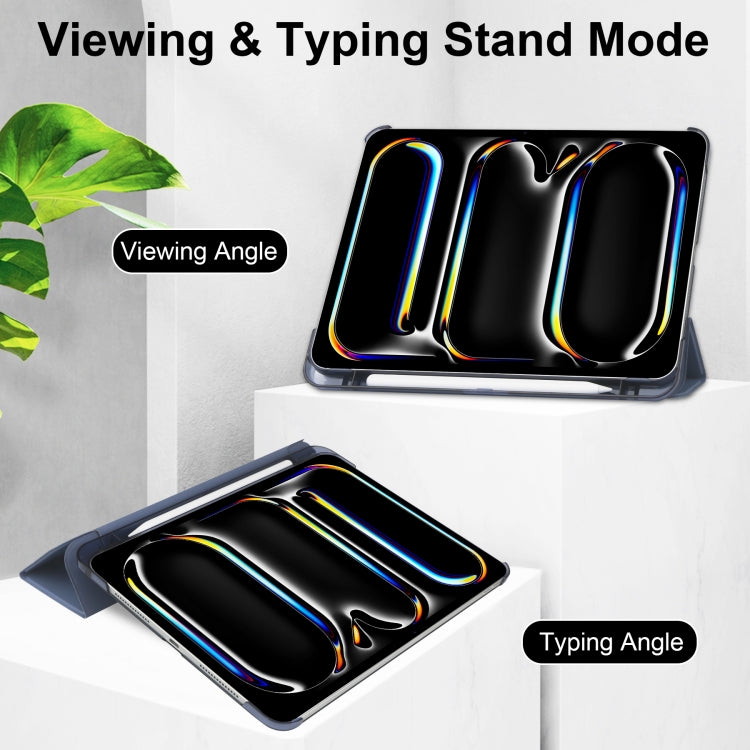 For iPad Pro 13 2025 / 2024 3-fold Semi-transparent Frosted Smart Leather Tablet Case
