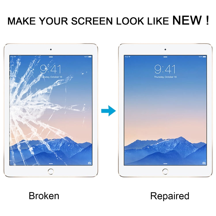 For iPad 6 / Air 2 Front Screen Outer Glass Lens with OCA Optically Clear Adhesive
