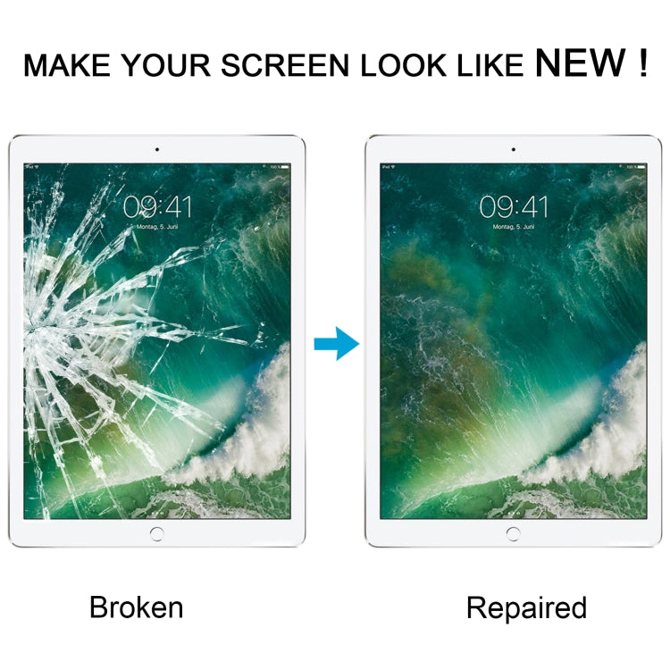 For iPad Pro 12.9 2017 Front Screen Outer Glass Lens with OCA Optically Clear Adhesive
