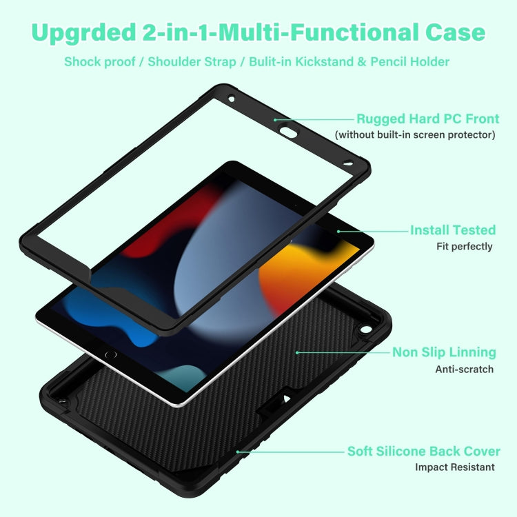 For iPad 10.2 2021/2020/2019 Kickstand PC Hybrid Silicone Tablet Case