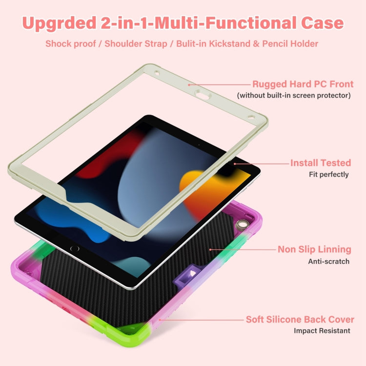 For iPad 10.2 2021/2020/2019 Kickstand PC Hybrid Silicone Tablet Case