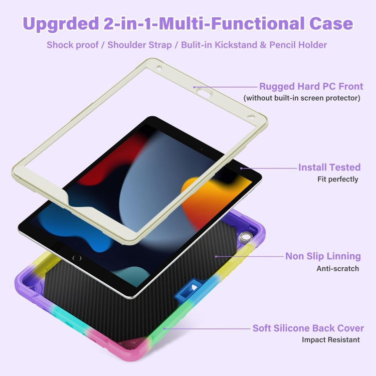 For iPad 10.2 2021/2020/2019 Kickstand PC Hybrid Silicone Tablet Case