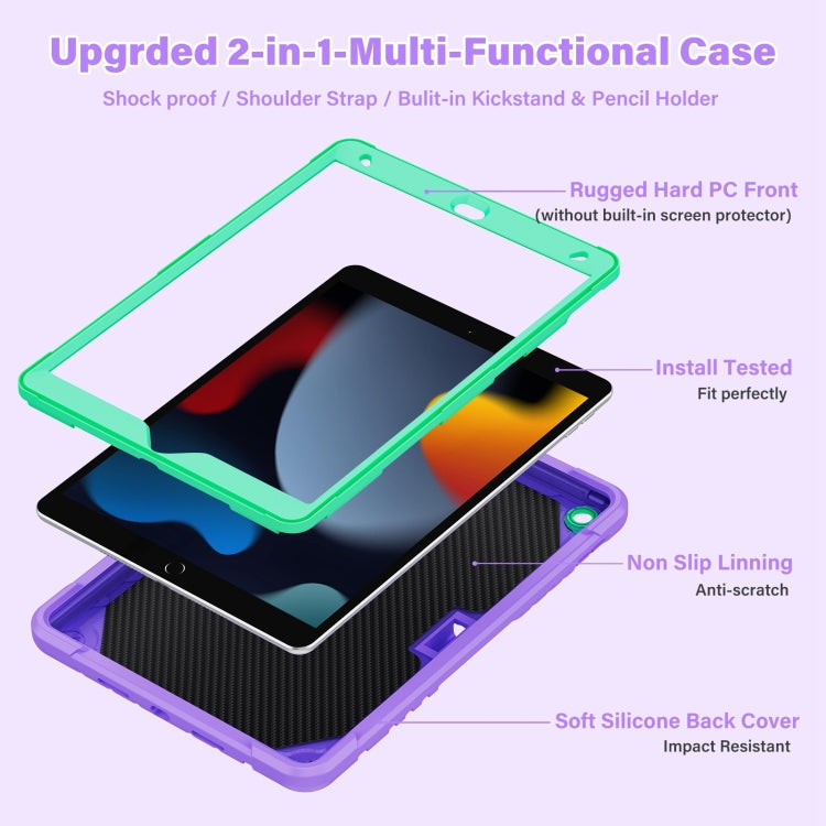 For iPad 10.2 2021/2020/2019 Kickstand PC Hybrid Silicone Tablet Case