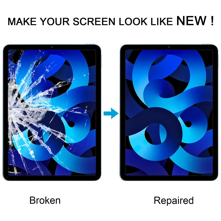 For iPad Air 5 Front Screen Outer Glass Lens with OCA Optically Clear Adhesive - Black