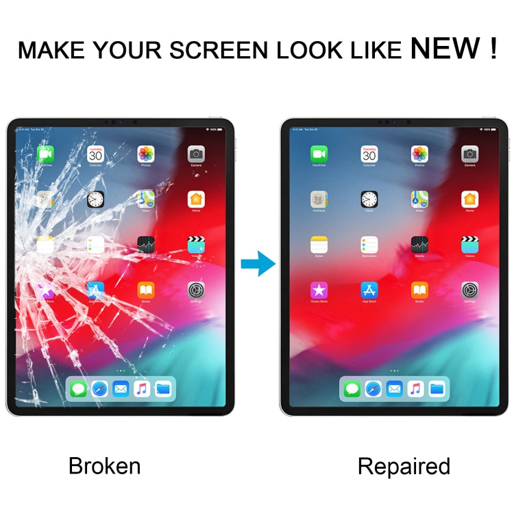 For iPad Pro 12.9 2018 2020 Front Screen Outer Glass Lens with OCA Optically Clear Adhesive - Black
