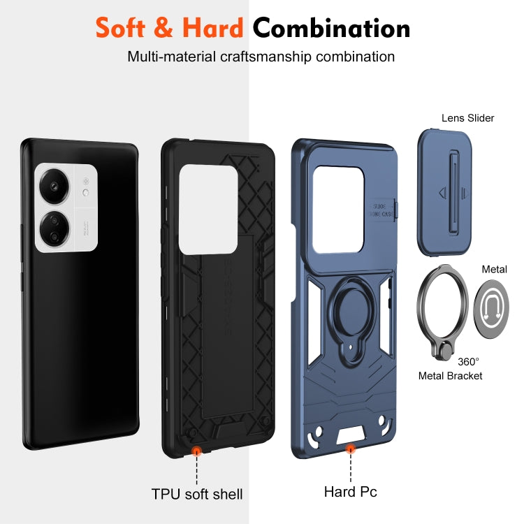 For Xiaomi Redmi 13C 5G / 4G Camshield Ring Holder Phone Case