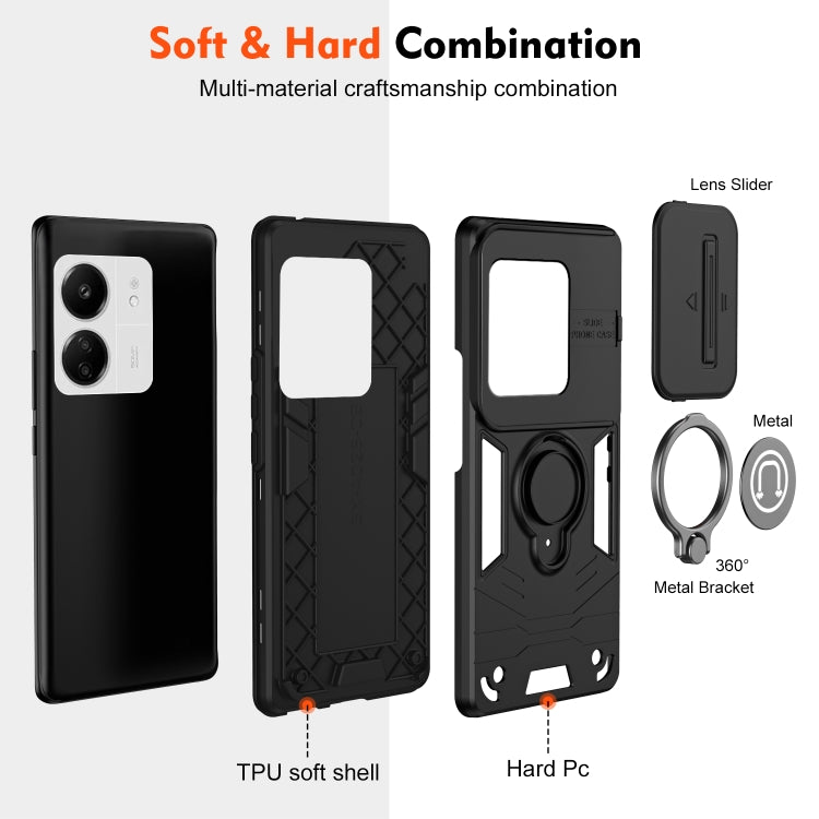 For Xiaomi Redmi 13C 5G / 4G Camshield Ring Holder Phone Case