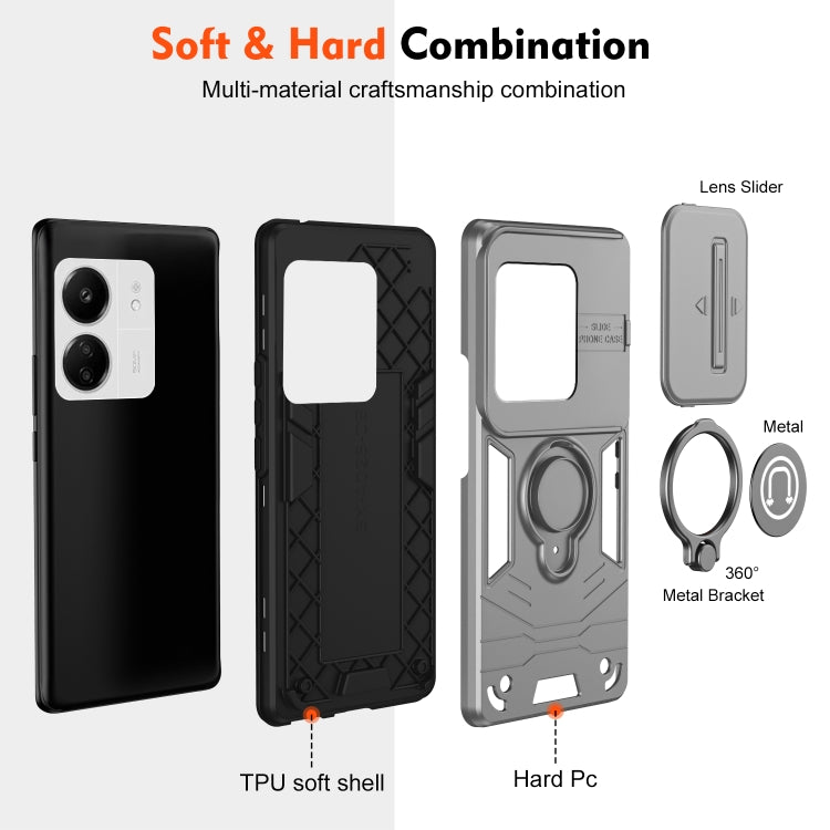 For Xiaomi Redmi 13C 5G / 4G Camshield Ring Holder Phone Case