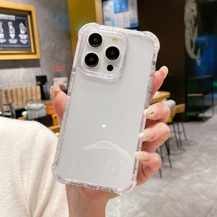 For iPhone 14 Pro Max Acrylic Color Point Transparent Phone Case - White
