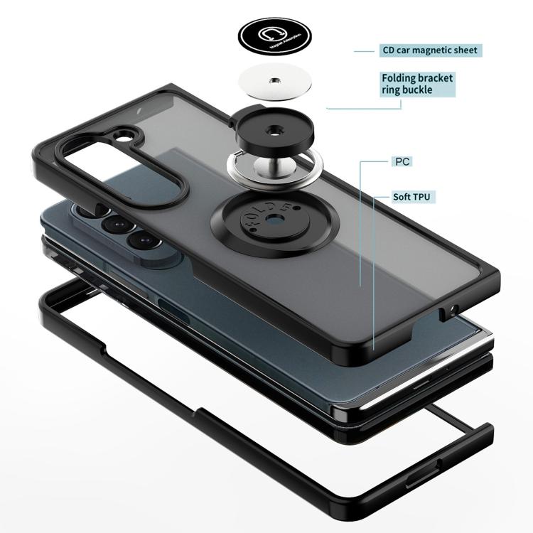 For Samsung Galaxy Z Fold7 Q Shadow 1 Series TPU + PC Phone Case with Ring