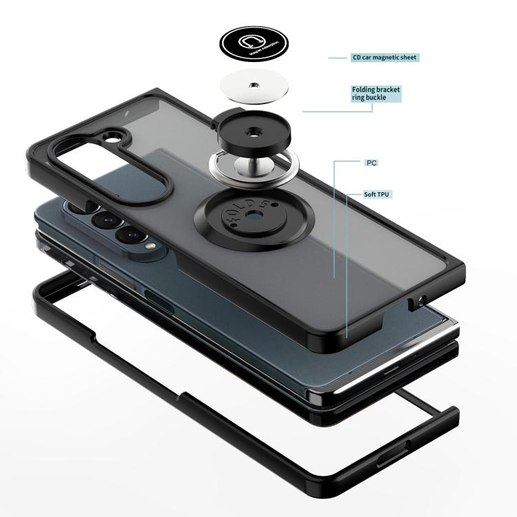 For Samsung Galaxy Z Fold5 Q Shadow 1 Series TPU + PC Phone Case with Ring