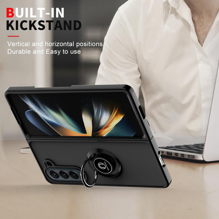 For Samsung Galaxy Z Fold5 Q Shadow 1 Series TPU + PC Phone Case with Ring