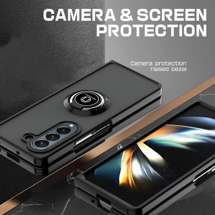 For Samsung Galaxy Z Fold5 Q Shadow 1 Series TPU + PC Phone Case with Ring