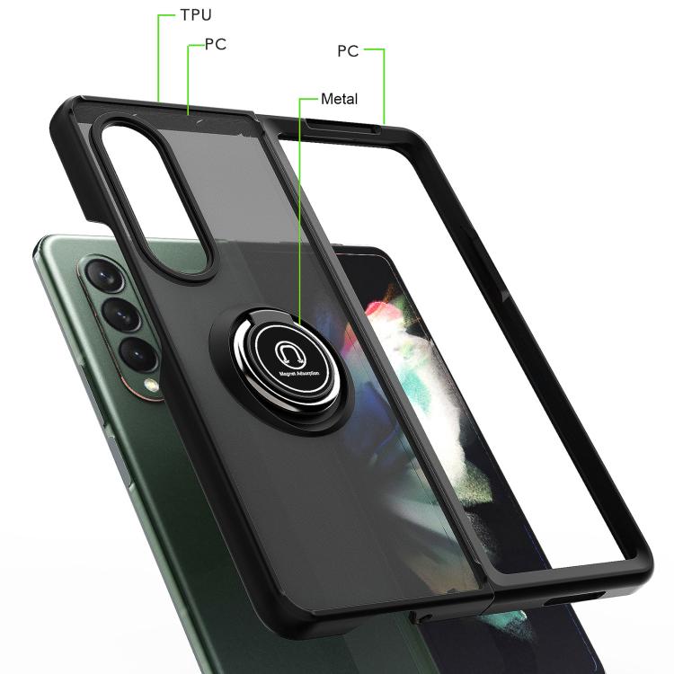 For Samsung Galaxy Z Fold4 Q Shadow 1 Series TPU + PC Phone Case with Ring