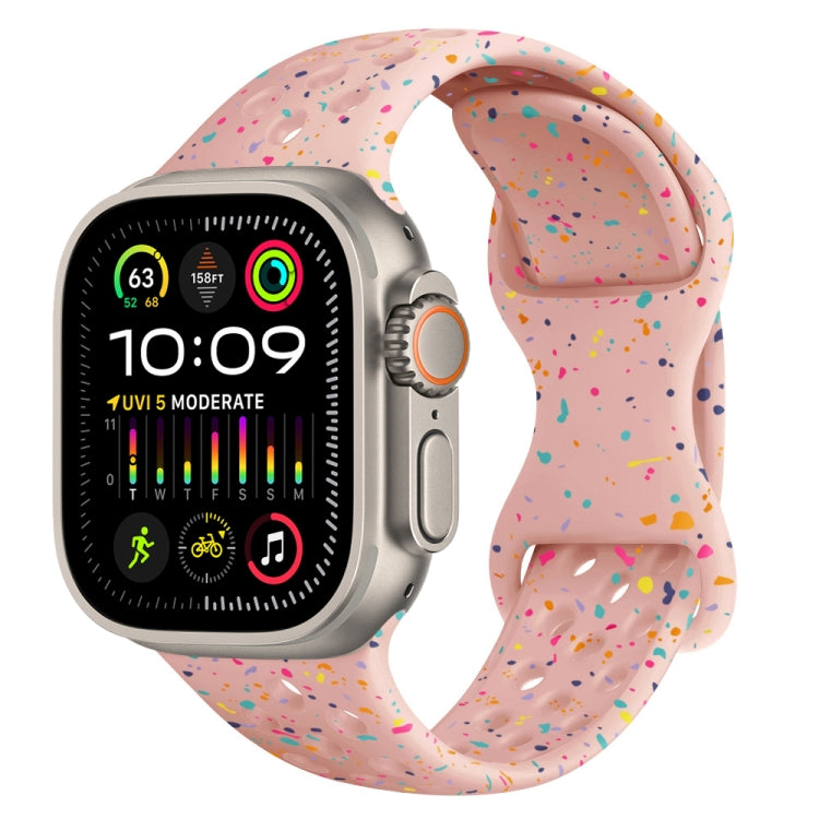 For Apple Watch Ultra 2 49mm Hole Style Butterfly Buckle Camouflage Silicone Watch Band