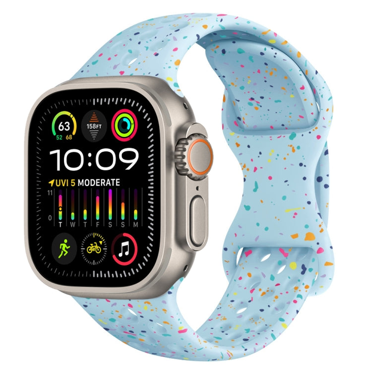 For Apple Watch Ultra 2 49mm Hole Style Butterfly Buckle Camouflage Silicone Watch Band