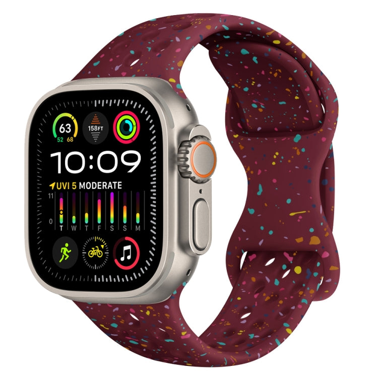 For Apple Watch Ultra 2 49mm Hole Style Butterfly Buckle Camouflage Silicone Watch Band