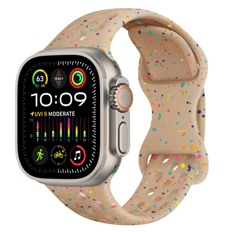 For Apple Watch Ultra 2 49mm Hole Style Butterfly Buckle Camouflage Silicone Watch Band