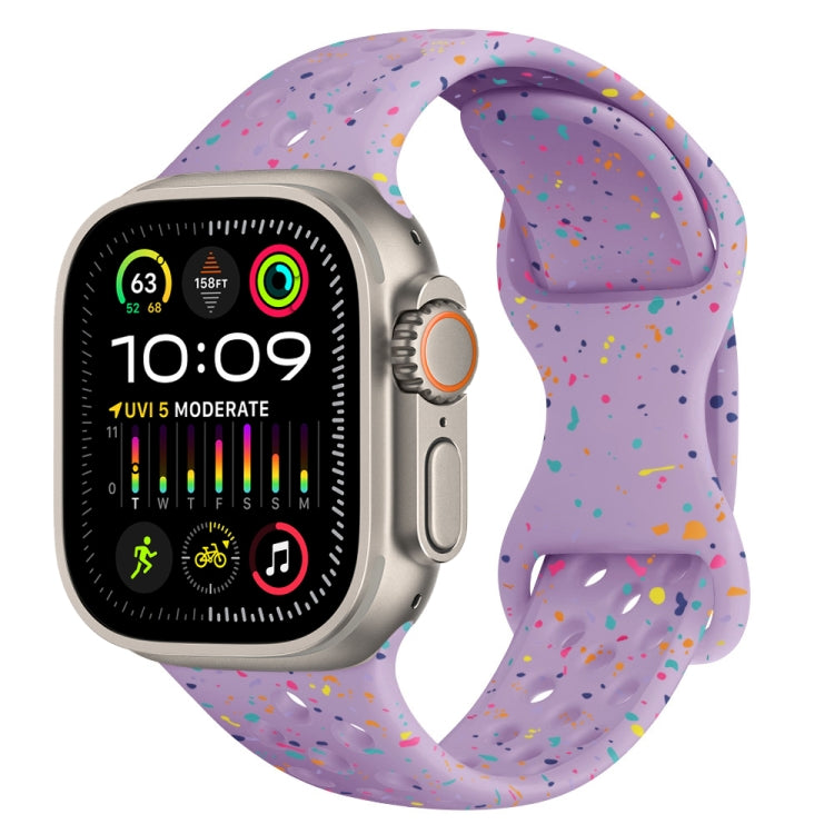 For Apple Watch Ultra 2 49mm Hole Style Butterfly Buckle Camouflage Silicone Watch Band