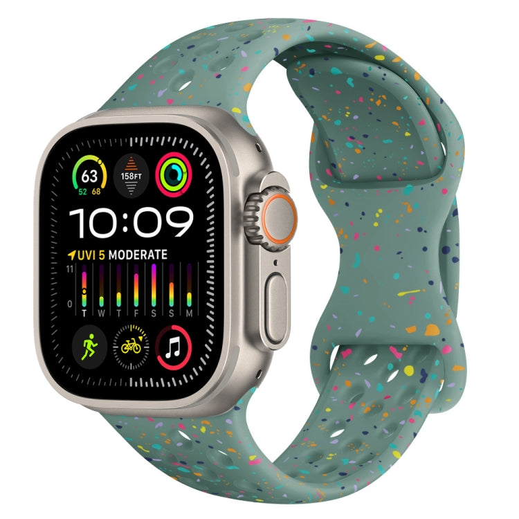 For Apple Watch Ultra 2 49mm Hole Style Butterfly Buckle Camouflage Silicone Watch Band
