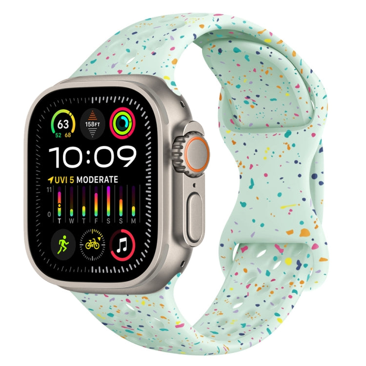 For Apple Watch Ultra 2 49mm Hole Style Butterfly Buckle Camouflage Silicone Watch Band