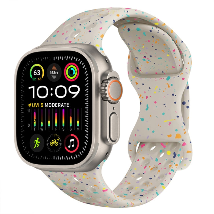 For Apple Watch Ultra 2 49mm Hole Style Butterfly Buckle Camouflage Silicone Watch Band