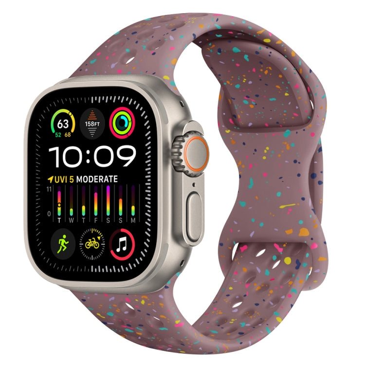 For Apple Watch Ultra 2 49mm Hole Style Butterfly Buckle Camouflage Silicone Watch Band