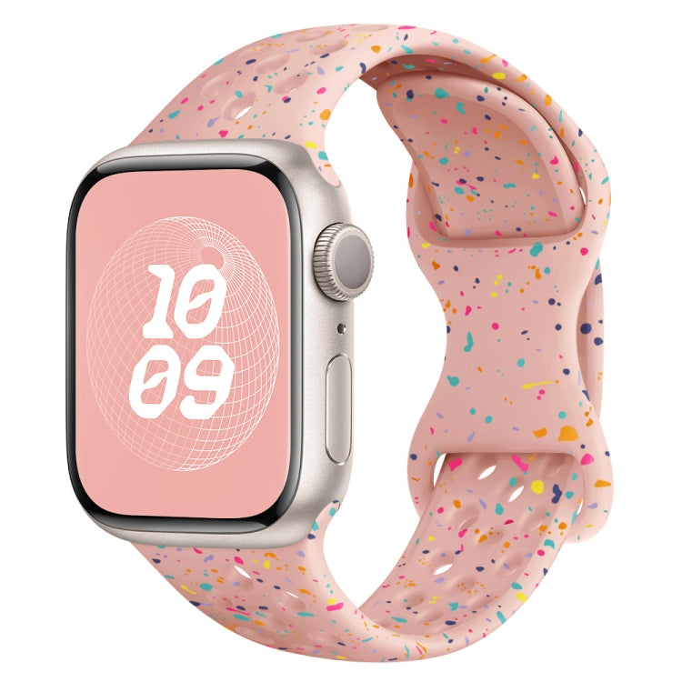 For Apple Watch Series 9 45mm Hole Style Butterfly Buckle Camouflage Silicone Watch Band