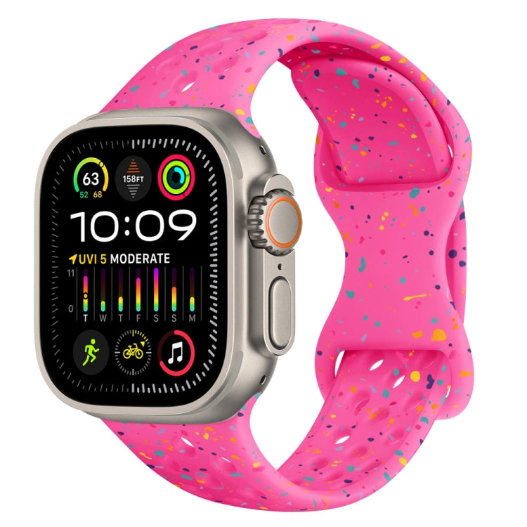 For Apple Watch Ultra 49mm Hole Style Butterfly Buckle Camouflage Silicone Watch Band